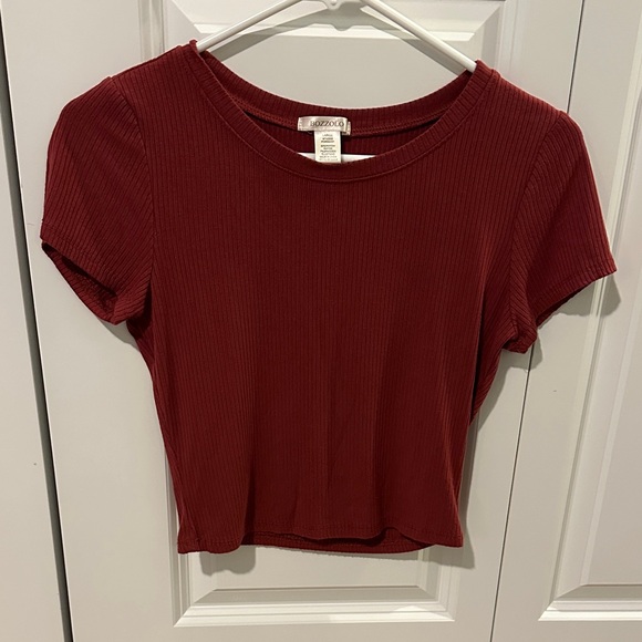 Bozzolo Tops - Bozzolo Ribbed Red Crop Top